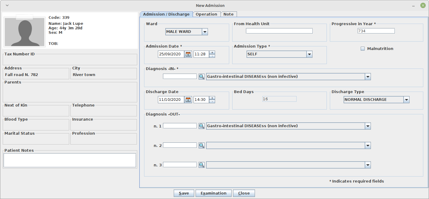 Edit Admission Record