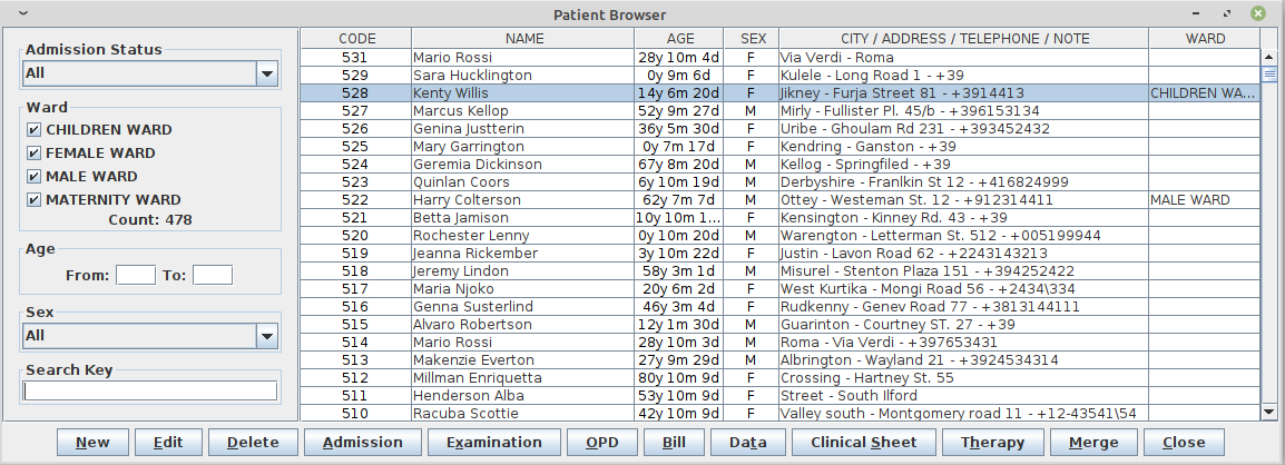 Patient admitted