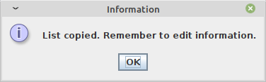 List copied confirmation