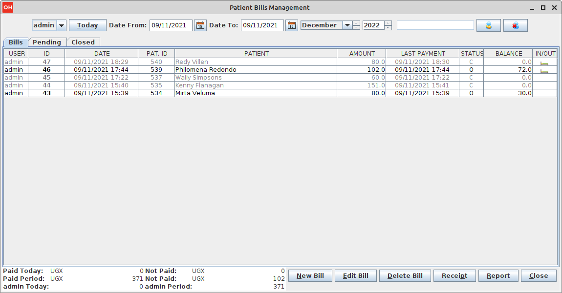 Patient Bills Management