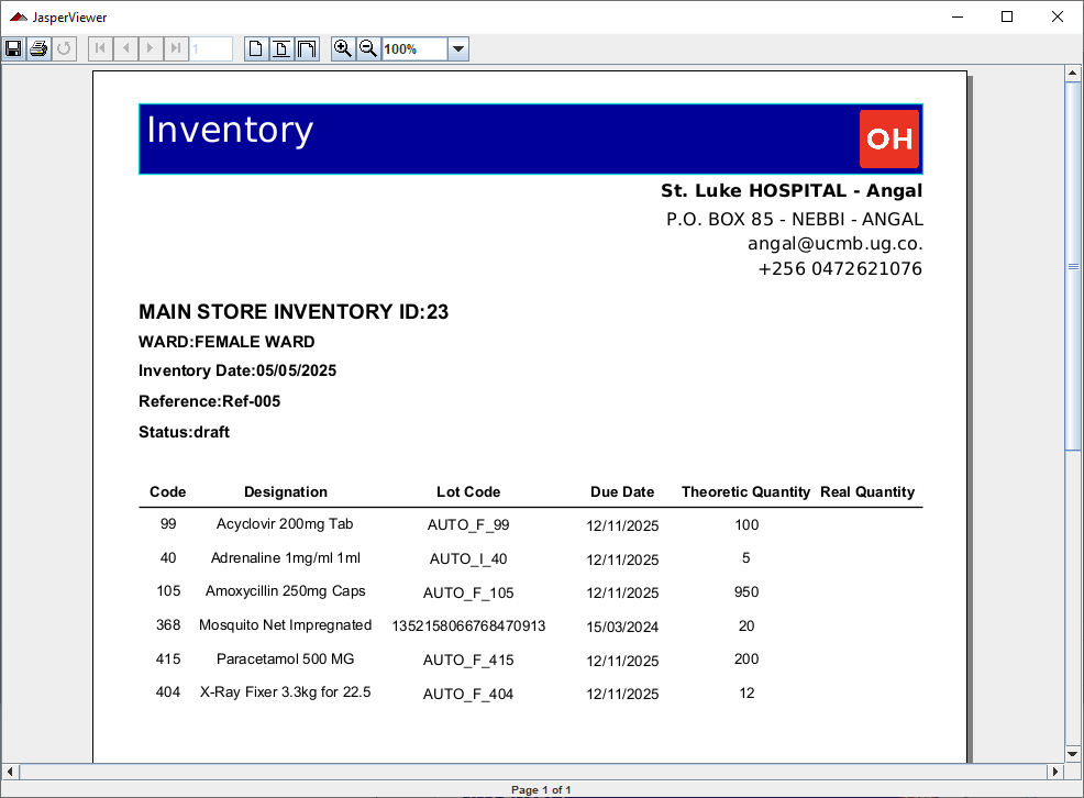 Report output without real quantity